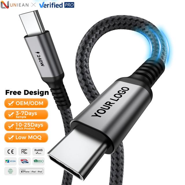 Factory High Quality USB C Cable PD240W 100W Type C Usb Fast Charging Cable USB C 2.0 Data Cables for Iphone