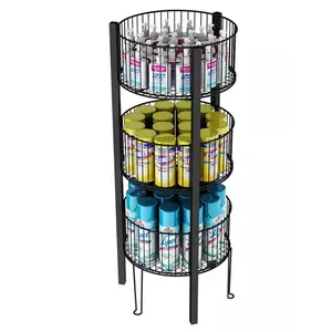 3 Tier Merchandise Organizer Supermarkt Wire Dump Bin mit POS-Halter Retail Display Basket für Shop