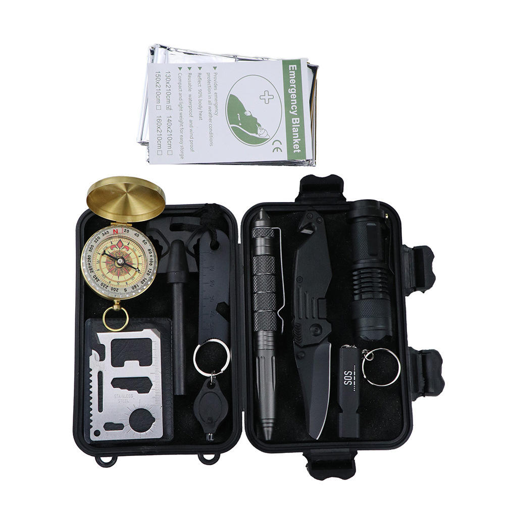 10件多功能户外救生箱荒野救生包应急用品SOS| Alibaba.com