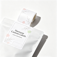 Étiquettes d'emballage pour thé aux herbes Haoxuan OEM, film PP blanc mat, autocollants imprimés imperméables pour sachets et bocaux