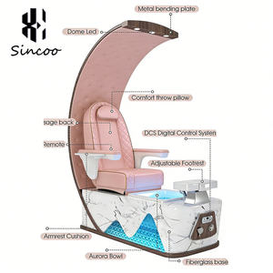 Sillón de Masaje Eléctrico de Lujo Moderno Color Rosa con Respaldo Alto y Base LED Dorada para Salón de Belleza y Pedicura - Product Image 3