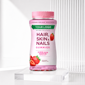 In-stock Wholesale OEM Strawberry-flavored Adult <strong>Hair</strong> <strong>Skin</strong> <strong>and</strong> <strong>Nail</strong> Care <strong>Gummies</strong> Containing 6000mcg Biotin - Product Image 1