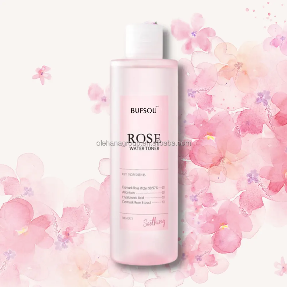 Spray de água rosa pura para cuidados com a pele, logotipo privado, toner facial orgânico de rosa e glicerina, spray de água rosa para cabelos