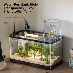 Aquarium de bureau à pression négative ultra-transparent pour poissons rouges, avec filtre 4-en-1, vente en gros - Product Image 4