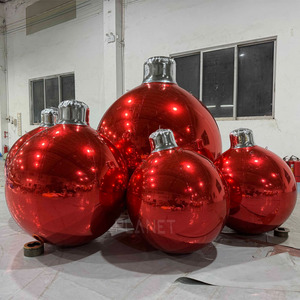 <span class=keywords><strong>Gros</strong></span> ornement de Noël gonflable en PVC à double couche Boule miroir <span class=keywords><strong>Gros</strong></span> ornement rouge gonflable pour décoration - Product Image 2