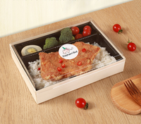 Plateau en bois jetable écologique de qualité alimentaire, design rectangulaire avec motif INS de dessin animé pour la vente à emporter en gros