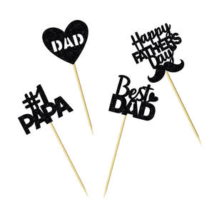 Décoration de gâteau jetable en papier de luxe écologique pour la fête des pères et les anniversaires, avec inscription « Love Dad Beard Tie » - Product Image 4