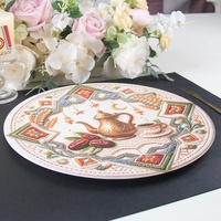 StarLuckINT Nouveau Design Assiette de Présentation 13'' en Plastique PP Peint par Pulvérisation pour Événements Festifs, Vaisselle Élégante, Décoration pour Mariages et Fêtes