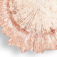 Lot de 50 Assiettes de Présentation Durables Transparentes 33 cm avec Bord Doré Motif Floral Corail Design Moderne Classique pour Mariage et Réceptions