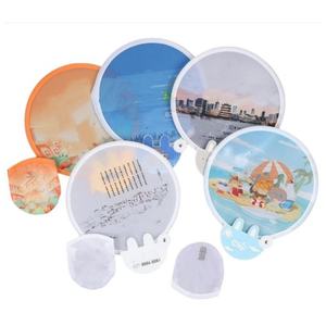 Abanico Plegable Personalizado de Verano, Abanico de Mano Redondo Tipo Frisbee, Abanico Plegable Sublimable con Bolsa - Product Image 1