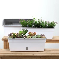 Jardinière rectangulaire extra-large pour balcon, pot de fleurs en plastique pour plantes succulentes, fraises et légumes verts – Idéal pour les personnes pressées