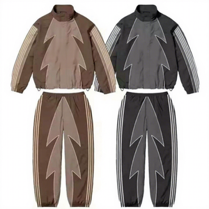 Ensemble coupe-vent 2 pièces pour homme, style streetwear, color block, survêtement imperméable, veste et pantalon de jogging - Product Image 5