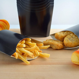 B699 contenitori per patatine fritte nere portacarte salumi usa e getta tazze di carta Kraft da <span class=keywords><strong>asporto</strong></span> scatole di patatine fritte - Product Image 2