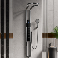 Ensemble de robinetterie de douche en acier inoxydable chromé poli, mural, mitigeur à poignée unique, avec douchette pluie ronde et jet de massage, pour salle de bain moderne