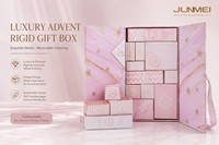 Boîtes rigides personnalisées pour Noël, laminées, pour cosmétiques, boîte vide, emballage, compte à rebours, boîte surprise rose, calendrier de l'avent
