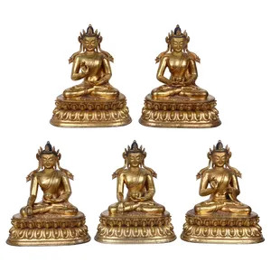 Personalizado Dinastia Qing Dourado Bronze Tibetano Buda Estátua Religiosa Artesanato Pintado Arte Bronze Buda Para O Templo/Leilão
