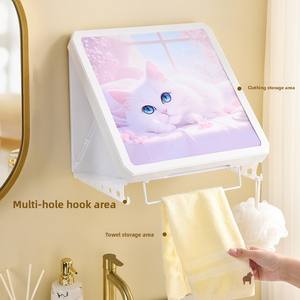 Waterproof Thickened <b>Foldable</b> Wall-Mounted Storage <b>Box</b> for Bathroom Toilet Wall-Mounted Punch-Free Storage Bin - Product Image 2