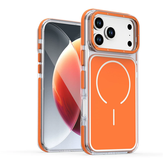 Simple Magnetic Dual - Tone Phone Case for iPhone 15 16 17 Promax Shockproof TPU  Acrylic Neutral Design Protective Cover