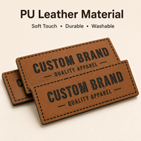 Fabricant d'étiquettes de vêtements en gros, étiquettes personnalisées pour jeans, OEM ODM, étiquette en PU marron gaufrée à coudre