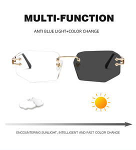 Lunettes de soleil photochromiques polygonales sans monture SPUKA 7034 pour femmes et hommes, monture de luxe <span class=keywords><strong>serpent</strong></span>, protection UV400 et anti-lumière bleue, logo personnalisé - Product Image 5