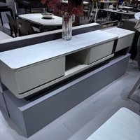 Ensemble de meuble TV et table basse en fibre de verre et pierre, design nordique simple et luxueux pour salon