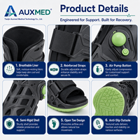 Botte orthopédique pneumatique de 17 pouces pour fracture de la cheville, à bout ouvert, avec fermeture à boucle, pour récupération post-chirurgicale