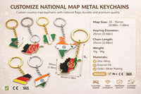 Muestra Gratuita de Llavero de Aleación de Zinc con Diseño de Mapa y Letras en Colores Personalizados, Estilo Antiguo, con Logotipo Personalizado para Promoción