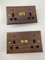 Interruptor y Enchufe de Madera de Nogal de Diseño Nuevo y Lujoso, Estándar del Reino Unido 86, 16A 250V, para Uso en el Hogar y Hoteles