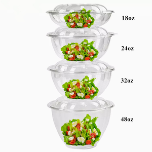 Contenitore per insalata trasparente contenitore per gastronomia contenitore per imballaggio alimentare in plastica ciotola rotonda contenitori per insalata rotondi 18oz 24oz 32oz 48oz 64oz - Product Image 1