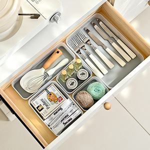 Drawer Organizer <b>Box</b> Rectangular Stackable With Dual Color Non Slip Compartments For Kitchen Tableware Cosmetics - Product Image 3