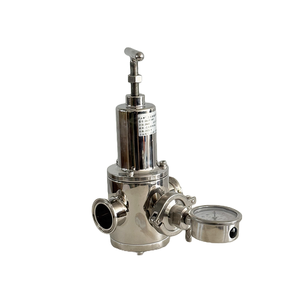 วาล์วควบคุมสแตนเลสแบบสุขภัณฑ์ ปลายแบบ Tri-Clamp พร้อมเกจวัด ด้ามจับแบบตัว T 304 316L แบบลดแรงดัน - Product Image 2