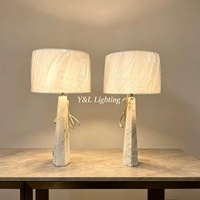Lampe de table moderne en pierre naturelle blanche sculptée à la main, personnalisée et luxueuse, avec LED E26, abat-jour en tissu de lin de qualité supérieure, simple et écologique