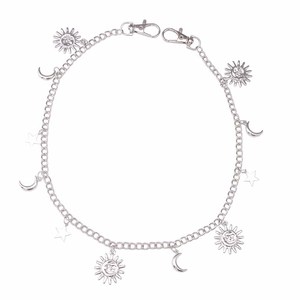 จี้รูปดาวพระจันทร์พระอาทิตย์ สร้อยคาดเอว เงินทิเบต สไตล์ฮิปฮอป พังก์ สำหรับใส่ทุกวัน - Product Image 5