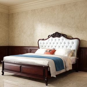 Luxury Queen Platform <b>Bed</b> <b>Frame</b> Crafted Premium Solid Teak Wood Durable Comfortable Sophisticated Modern Home Furniture - Product Image 1