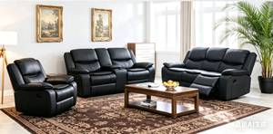 Juego de Sofás Reclinables Ajustables de Cuero PU con Luces LED, Muebles para Sala de Estar - Product Image 2
