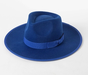 W377 Gentlemen Handmade Jazz Hat Large Brim Haute Qualité Ruban Décoration Personnalisé <span class=keywords><strong>Pas</strong></span> <span class=keywords><strong>Cher</strong></span> 100% Laine Feutre Fedora Chapeau Plat - Product Image 1