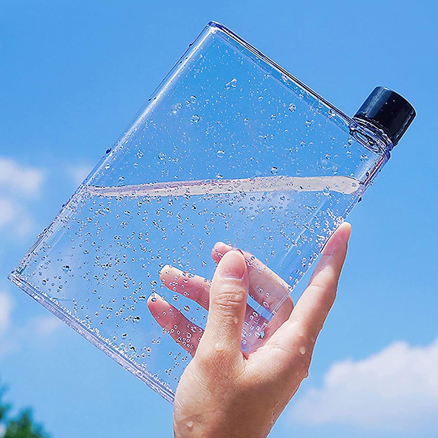 Детские плоские пластиковые бутылки для воды с логотипом на заказ, оптовая продажа, 420 мл, прозрачная Спортивная бутылка для ноутбука