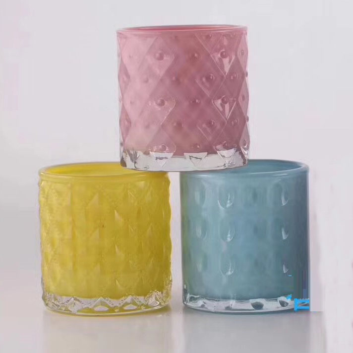 Haonai stripe candle glass jar glass candle holder