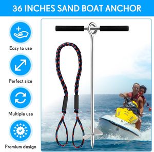 AMBITION Ancre à sable Tarière pour plage et banc de sable Ancre à vis en acier inoxydable avec poignée amovible Ancre à sable pour bateau - Product Image 4