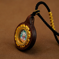 Pendentif en cuir FUTUJI, fabriqué en bois, peint à la main et coloré, peint à l'or