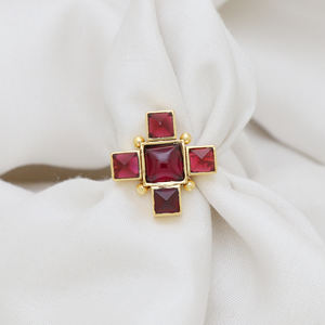 แหวนหมั้นชุบทอง18K S925อัญมณีโกเมนธรรมชาติเครื่องประดับสำหรับผู้หญิงสำหรับงานแต่งงานและงานเลี้ยง - Product Image 3