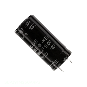 ตัวเก็บประจุแบบมีช่องใส่390 uF ฝาปิดสารส้ม390 uF 20% 250V แบบ SLP391M250A4P3 - Product Image 1