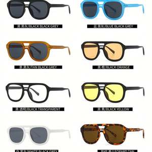 Lunettes de soleil carrées vintage 2025 avec logo personnalisé, grande monture, protection UV400, double pont, style aviateur pour femmes et hommes - Product Image 6