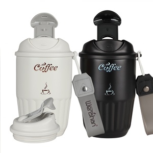 Taza de café de viaje al vacío de acero inoxidable portátil de 14oz con cuerda bonita aislada con interior de cerámica mantener caliente y <span class=keywords><strong>frío</strong></span> para uso <span class=keywords><strong>en</strong></span> la oficina - Product Image 2