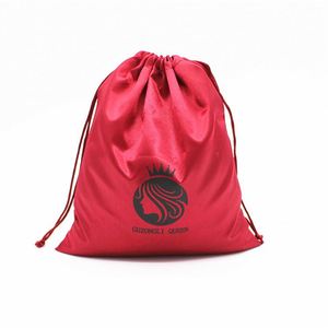Pochette cadeau en satin personnalisée avec cordon de serrage pour la promotion de mèches de cheveux, perruques et emballages textiles avec logo - Product Image 6