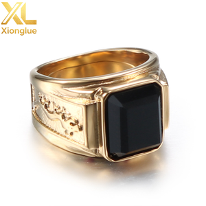 <b>Mens</b> High Polished Pvd Gold Plated Shiny <b>Black</b> Red Blue Crystal Rhinestone <b>Ring</b> - Product Image 2