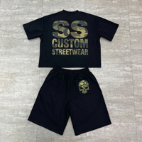 T-shirts personnalisés pour hommes, style streetwear, décontractés, tricotés, respirants, à col ras du cou, coupe ample et courte, en tissu épais, imprimés, pour le sport d'été