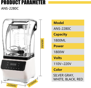 Blender commercial silencieux ANS-2280C <span class=keywords><strong>EN</strong></span> 220V de 1,8 L, blender numérique puissant, blender professionnel - Product Image 2