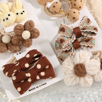 Lot de 10 attaches pour cheveux en peluche avec nœuds, petits ours et fleurs, pour bébés filles, accessoires capillaires