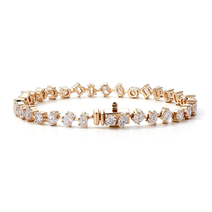 Bracelet en diamant de laboratoire 22 carats, véritable or jaune 18 carats, chaîne tennis en diamant pour femme, style hip-hop, bracelet sur mesure de créateur. - Product Image 2